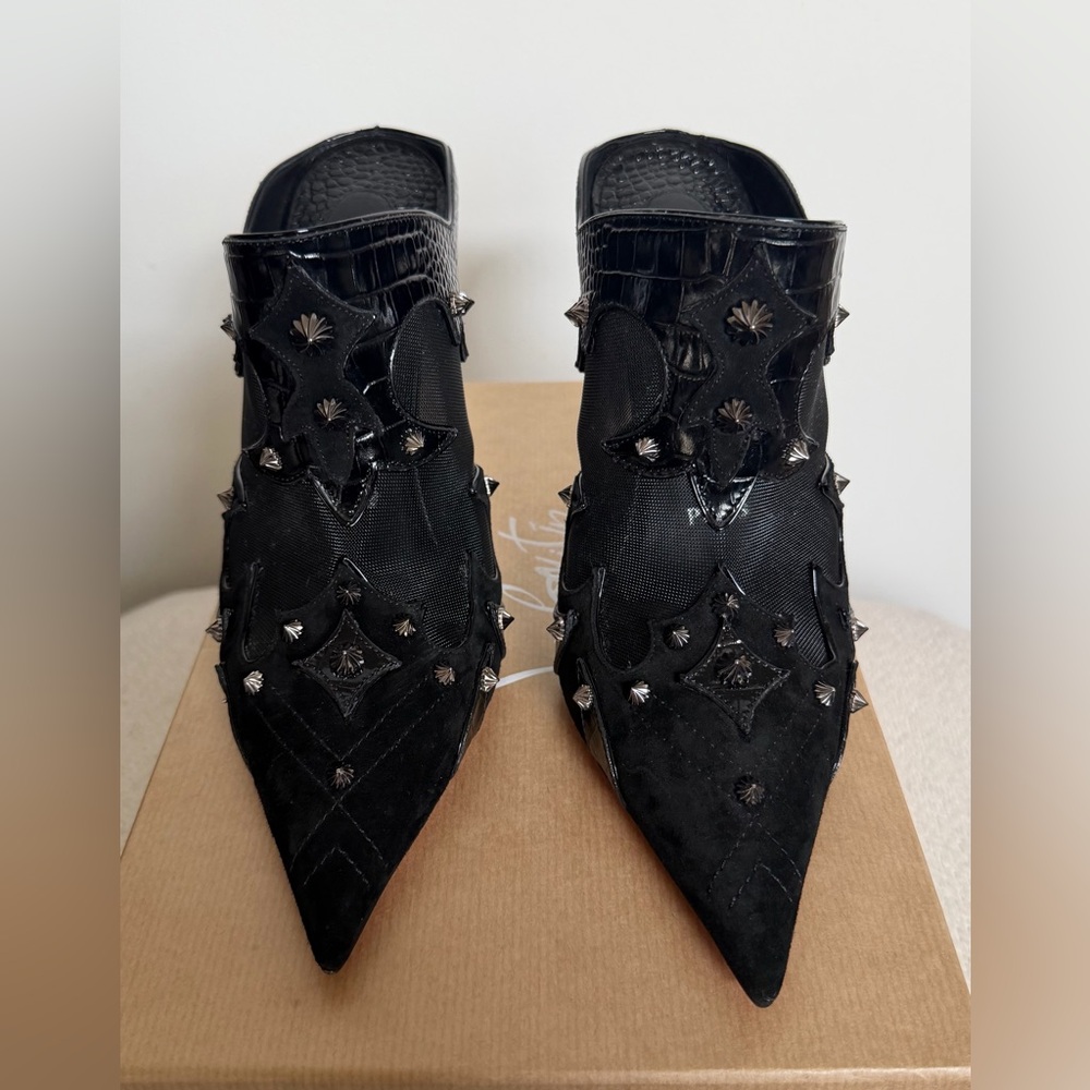 Christian Louboutin Black Mulatiag Spiked Mules - Picture 3 of 12